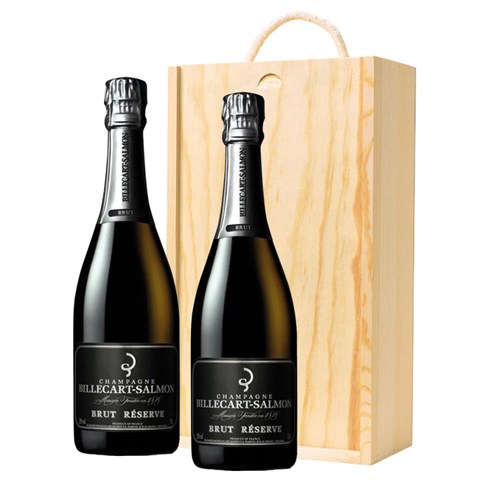 Billecart Salmon Le Reserve Champagne 75cl Double Pine Wooden Gift Boxed (2x75cl)